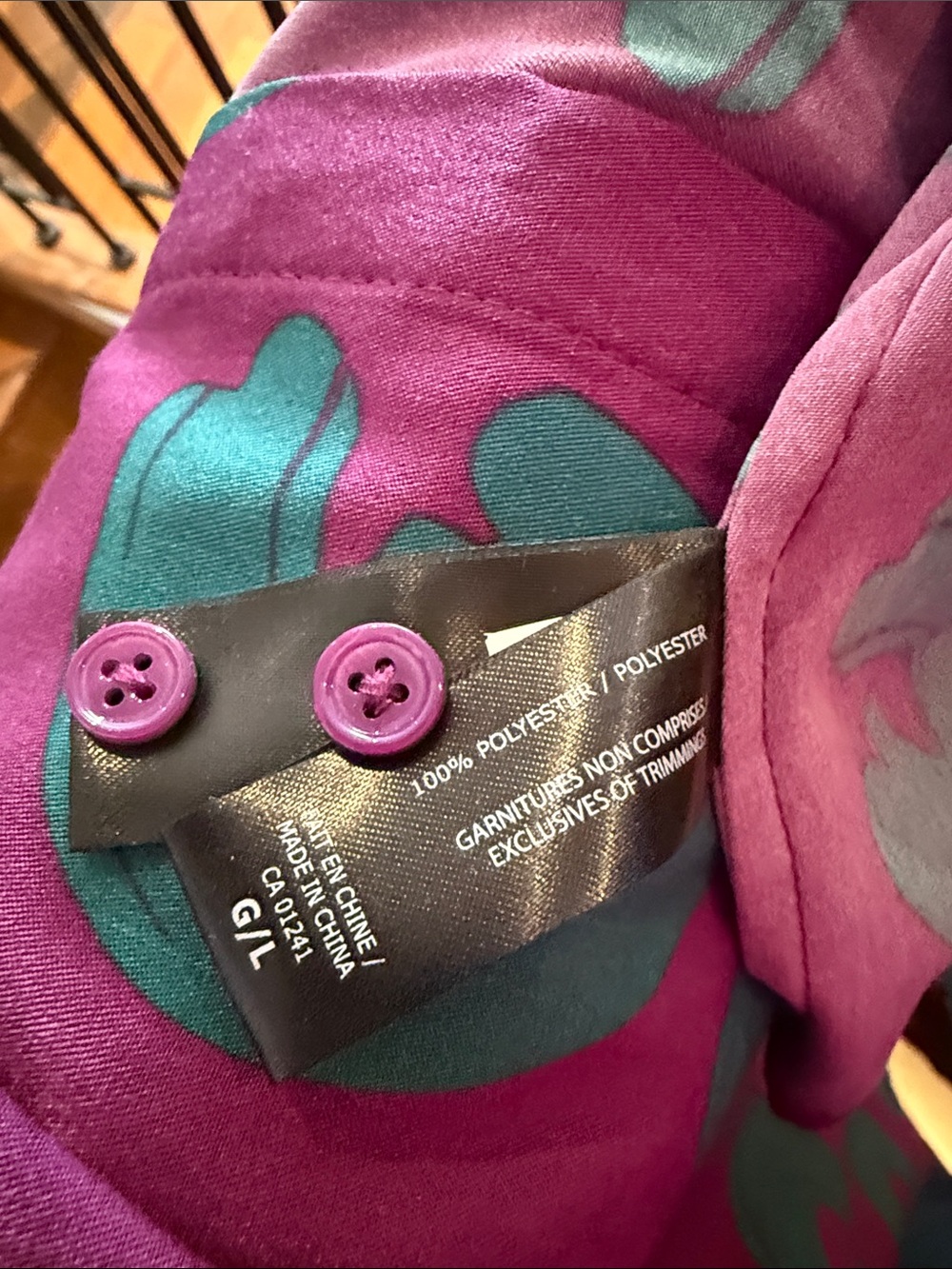 Simons Purple and Teal Abstract Print Button-Up Blouse - Picture 5 of 5